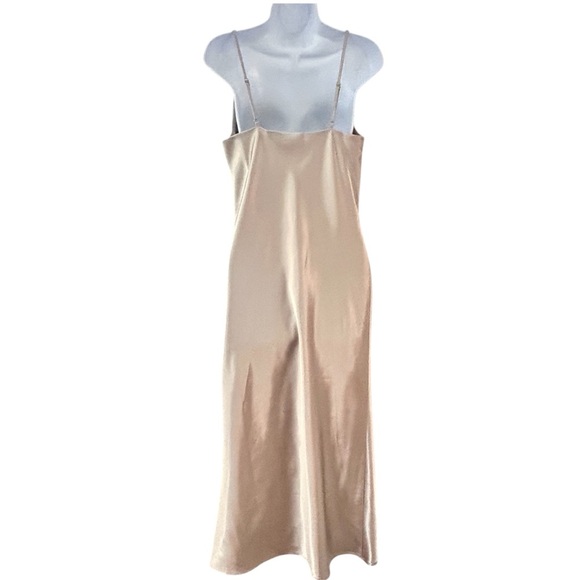 Birdy Grey Lisa Midi Shiny Satin Slip Dress Champagne Size M - Picture 6 of 13